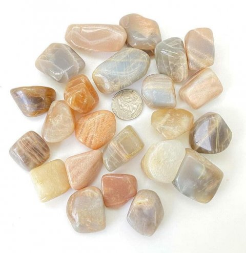 grey peach moonstone crystal