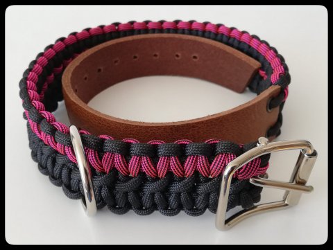 Rosa/Svart Hundhalsband