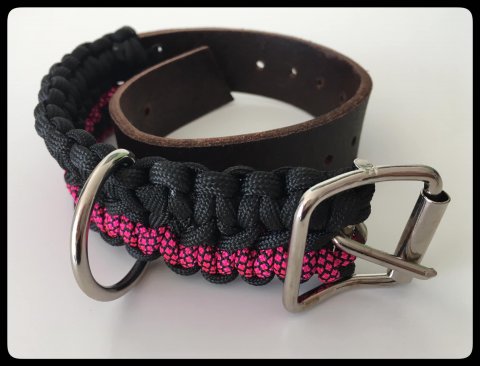 Rosa/Svart Hundhalsband